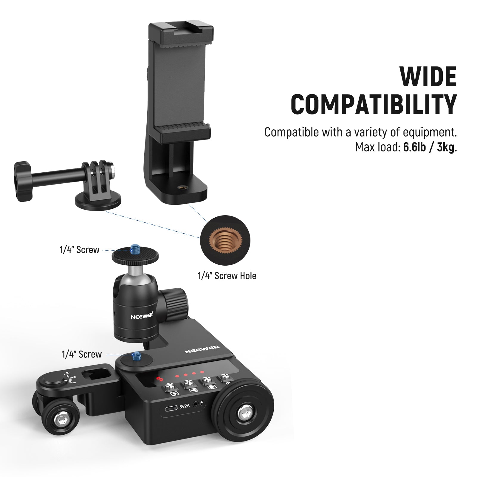 NEEWER DL200 Motorized Camera Dolly with App Control - Professional Smooth Slider for DSLR, Mirrorless & Video Cameras - Perfect for Film Making, Vlogging & Studio Photography