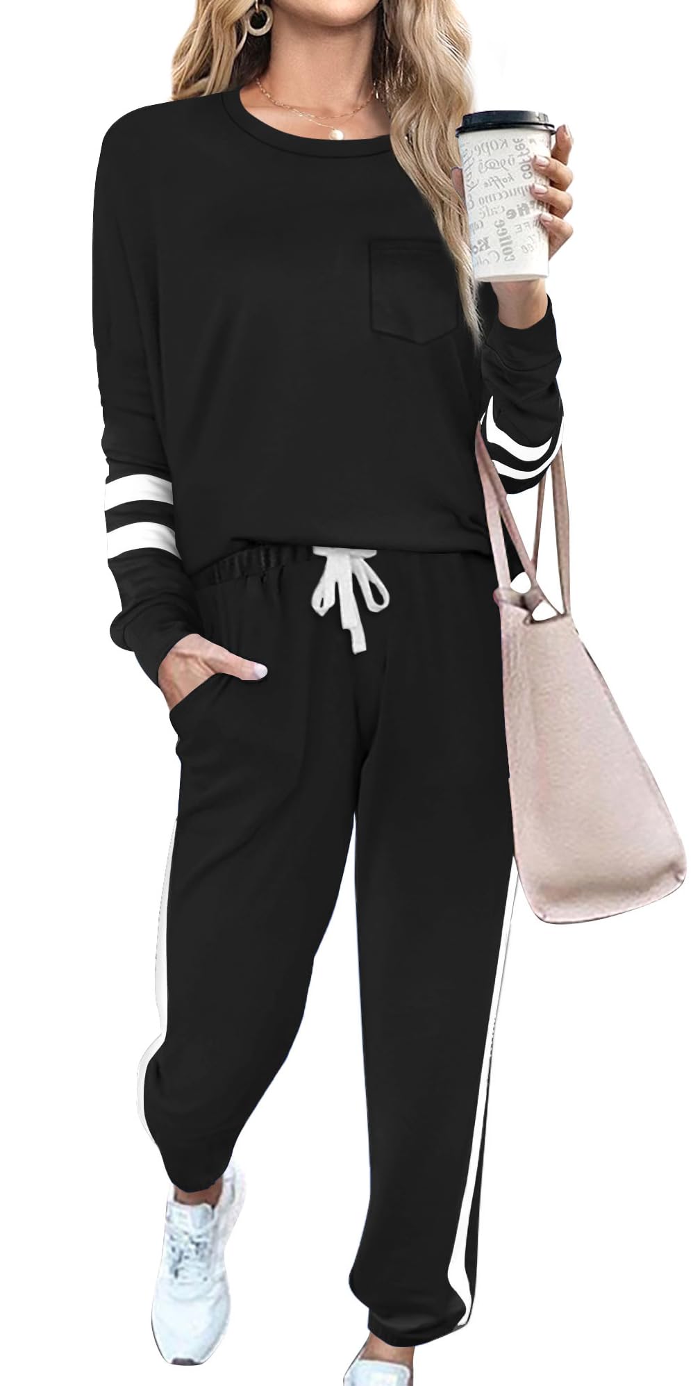 RUBZOOF Women's 2-Piece Lounge Set - Casual Travel Sweatsuit Outfit, Soft Loungewear Matching Set (Sizes S-3XL) | Perfect for Home Relaxation, Yoga, Travel & Weekend Wear