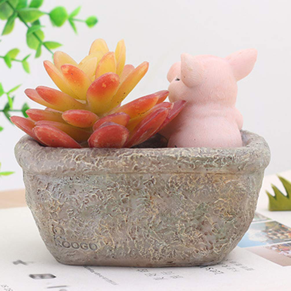 Cabilock 1pc Resin Mini Flower Planter - Ceramic Succulent & Air Plant Pot Holder, Decorative Artificial Plant Pot for Bonsai, Home Office Desk Decor | Perfect for Indoor Plants, Table Centerpiece, and Gift Ideas