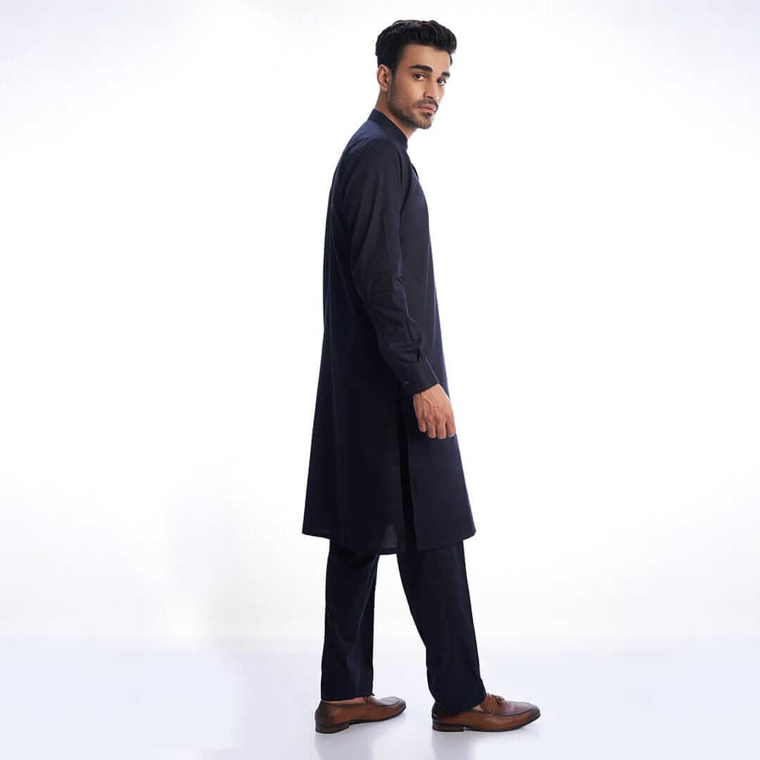 Stylish Black Kurta & Drawstring Pants Set for Men - Comfortable Eid Outfit | Perfect for Festivals, Weddings & Special Occasions
