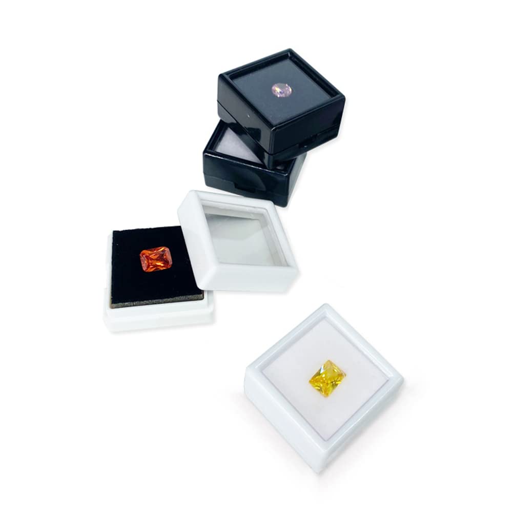 10 Pcs Small Plastic Gemstone Display Box with Clear Lid - Jewelry Storage Organizer for Loose Diamonds & Gemstones - Perfect for Jewelry Making, Crafting & Gift Packaging (Black)