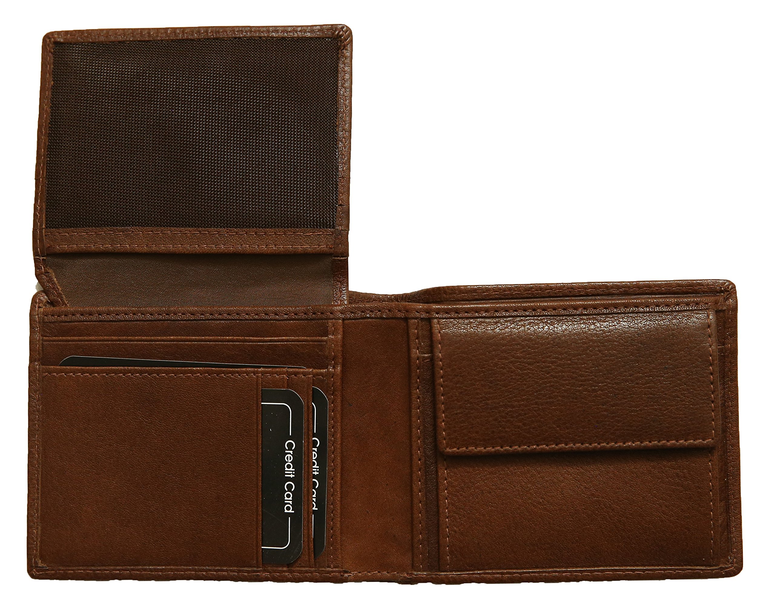 Felda Men's RFID Blocking Genuine Leather Wallet - Slim Bifold Credit Card Holder & Coin Pocket (Brown) - Perfect for Travel, Business & Everyday Use - Gift Box Included