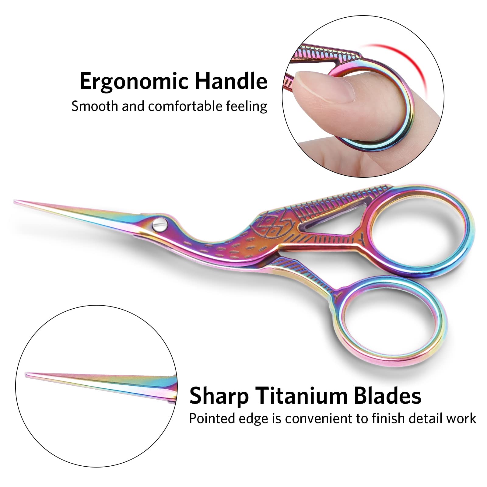 Premium Stainless Steel Embroidery Scissors Set - 3 Pack Sharp Stork/Crane Design Sewing Scissors for Needlework, DIY Crafts, Quilting & Fabric Cutting | Ideal for Professional Tailors & Home Sewing Projects
