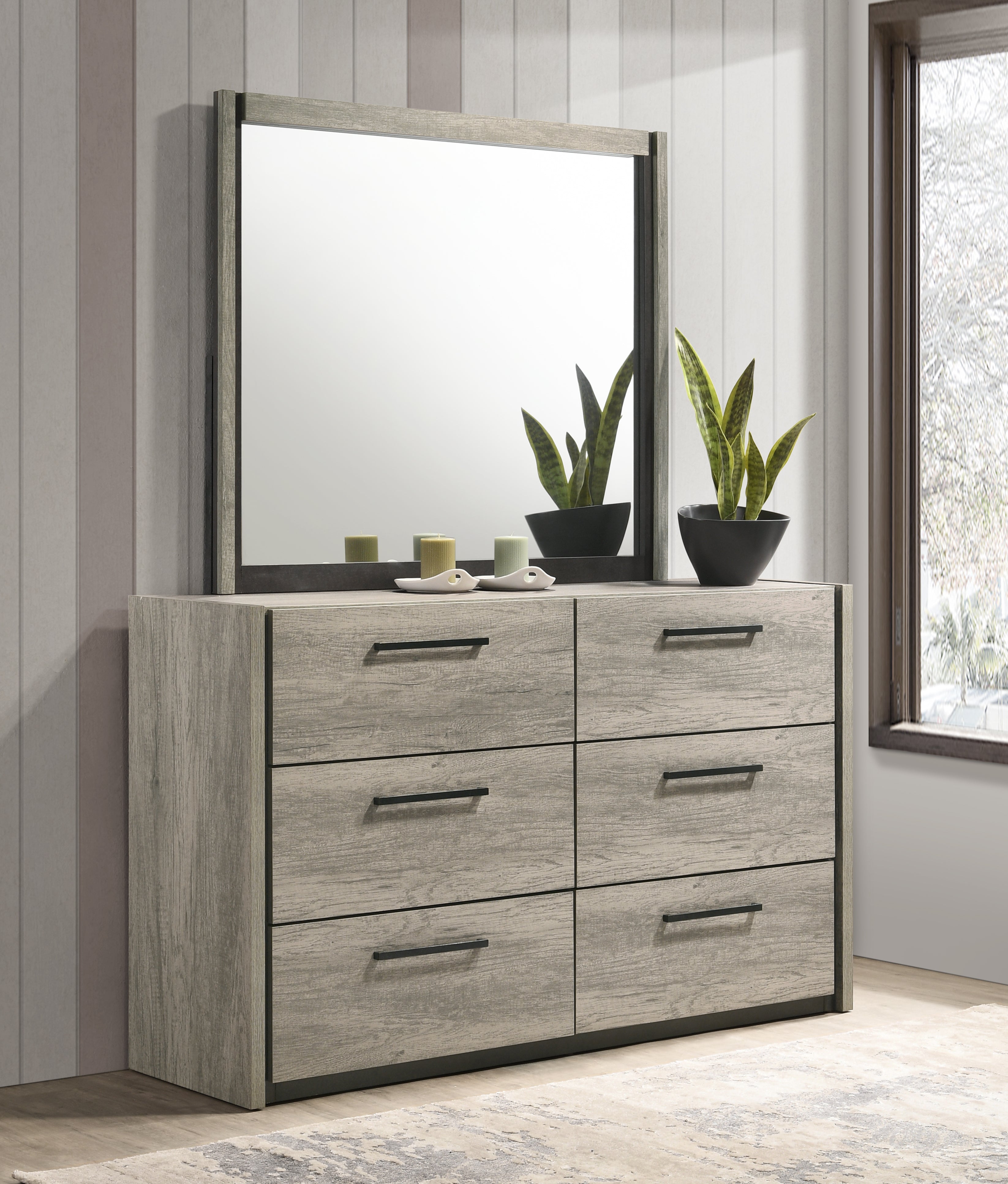 Roundhill Furniture Lenca LED Wallbed Collection - Weathered Gray Queen Size Space-Saving Murphy Bed with Built-In Lighting | Perfect for Small Apartments, Guest Rooms & Studio Living