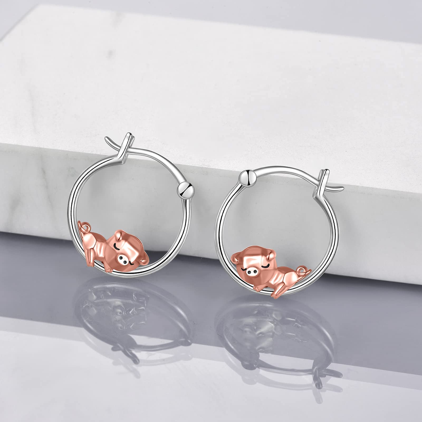925 Sterling Silver Origami Pig Necklace & Earrings Set for Women | ONEFINITY Cute Animal Jewelry | Gift for Her, Birthday, Anniversary, Valentine's Day
