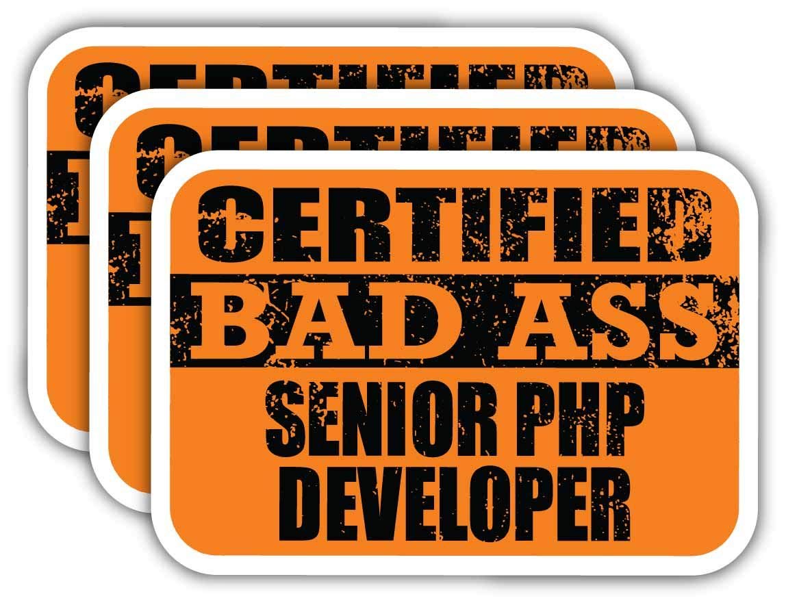 Certified Senior PHP Developer Stickers - Funny Job Gift for Laptops & Cars