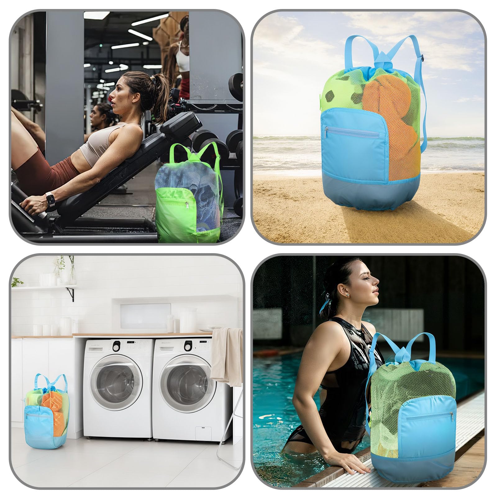 Shindel 2-Pack Mesh Drawstring Backpacks for Beach, Pool, Gym & Sports - Lightweight Breathable Bags for Men, Women & Kids - Perfect for Swimming Gear, Workout Clothes & Outdoor Activities