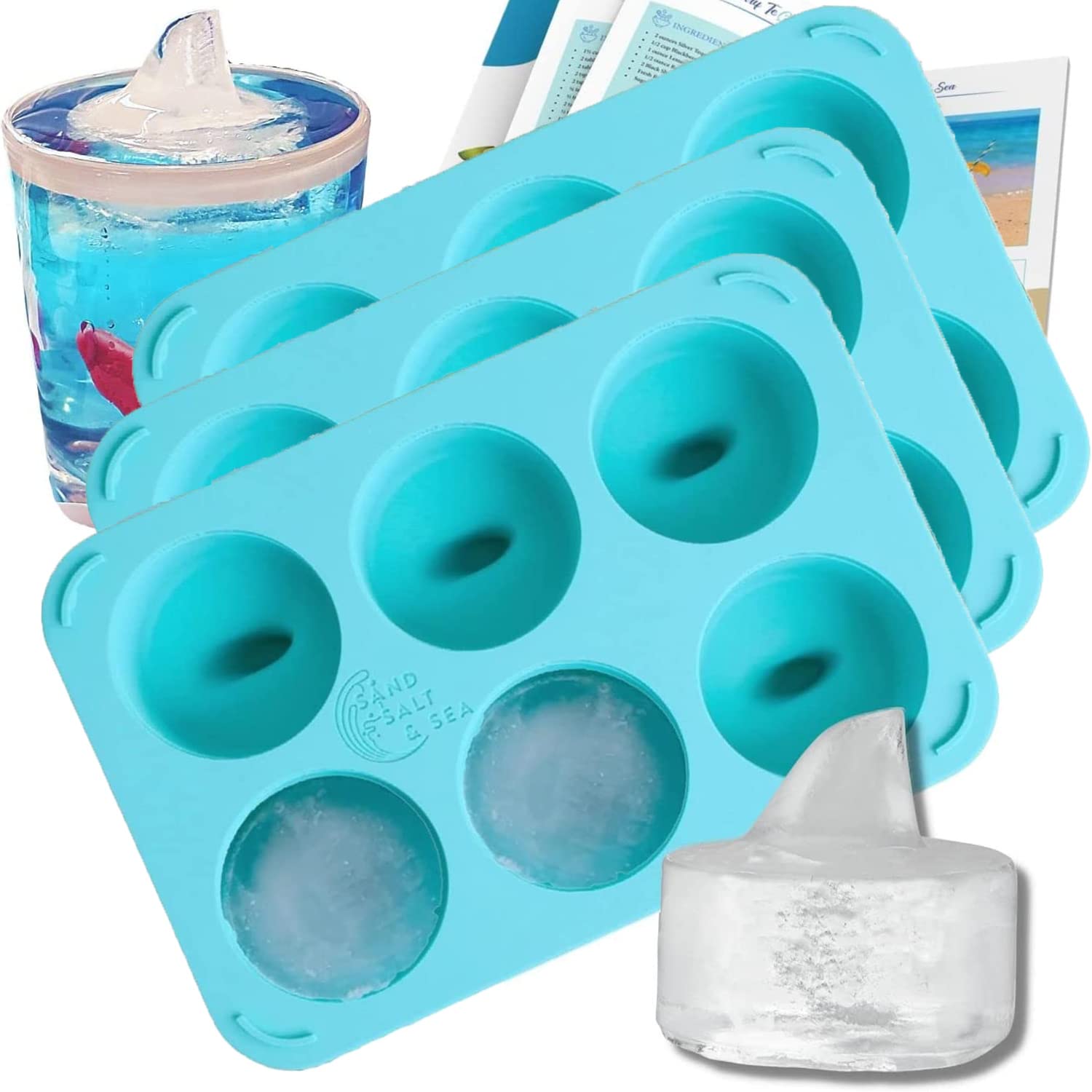 3-Pack Shark Ice Cube Trays - Fun Shark Mold for Cocktails & Drinks - Cool Shark Themed Party Supplies - Perfect for Shark Lovers Birthday & Ocean Theme Events