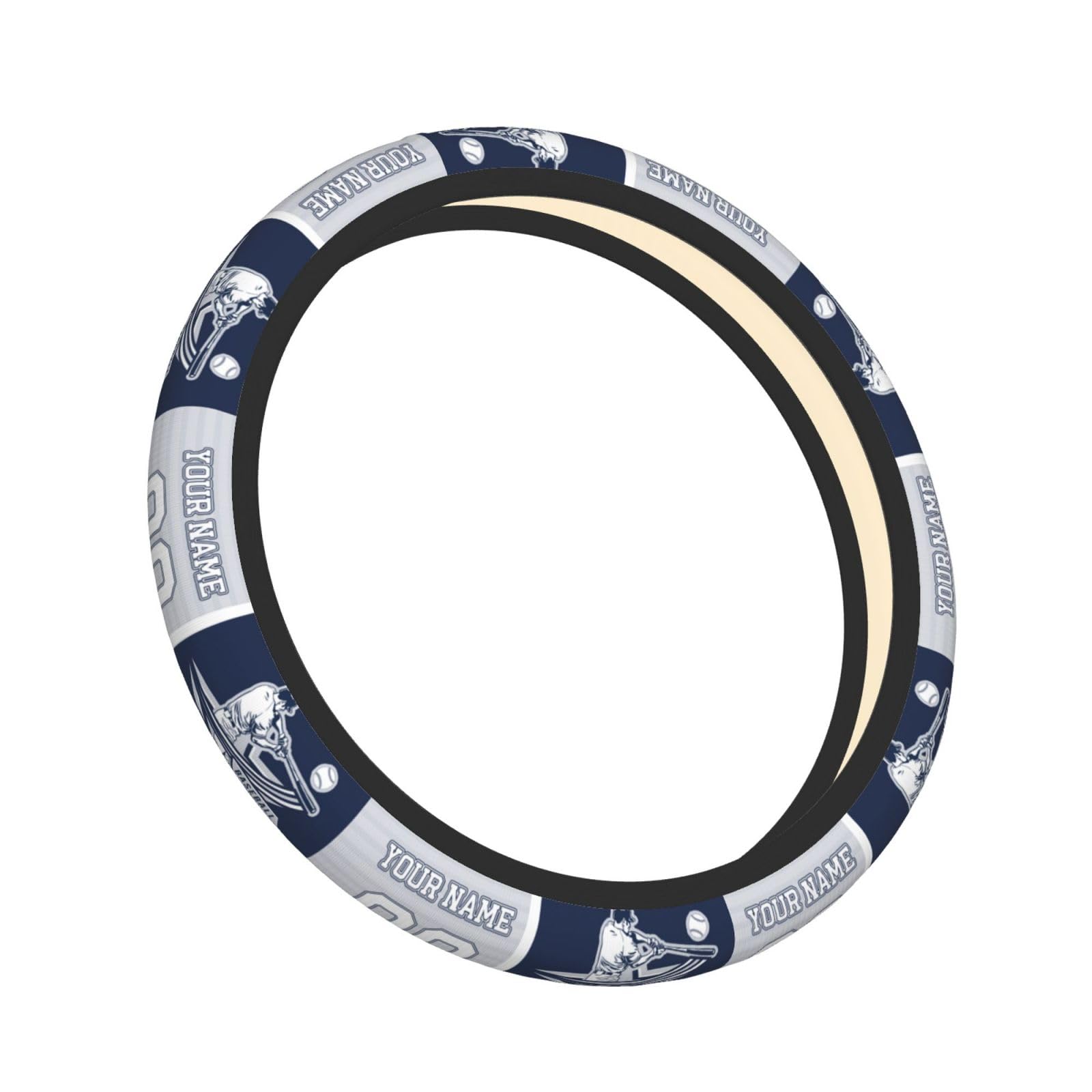 Custom New York Yankees Steering Wheel Cover - Personalized with Name & Number - Anti-Slip Elastic Car Accessories - Universal Fit for Most Cars, SUVs & Trucks - Perfect Sports Fan Gift & Driving Comfort Upgrade
