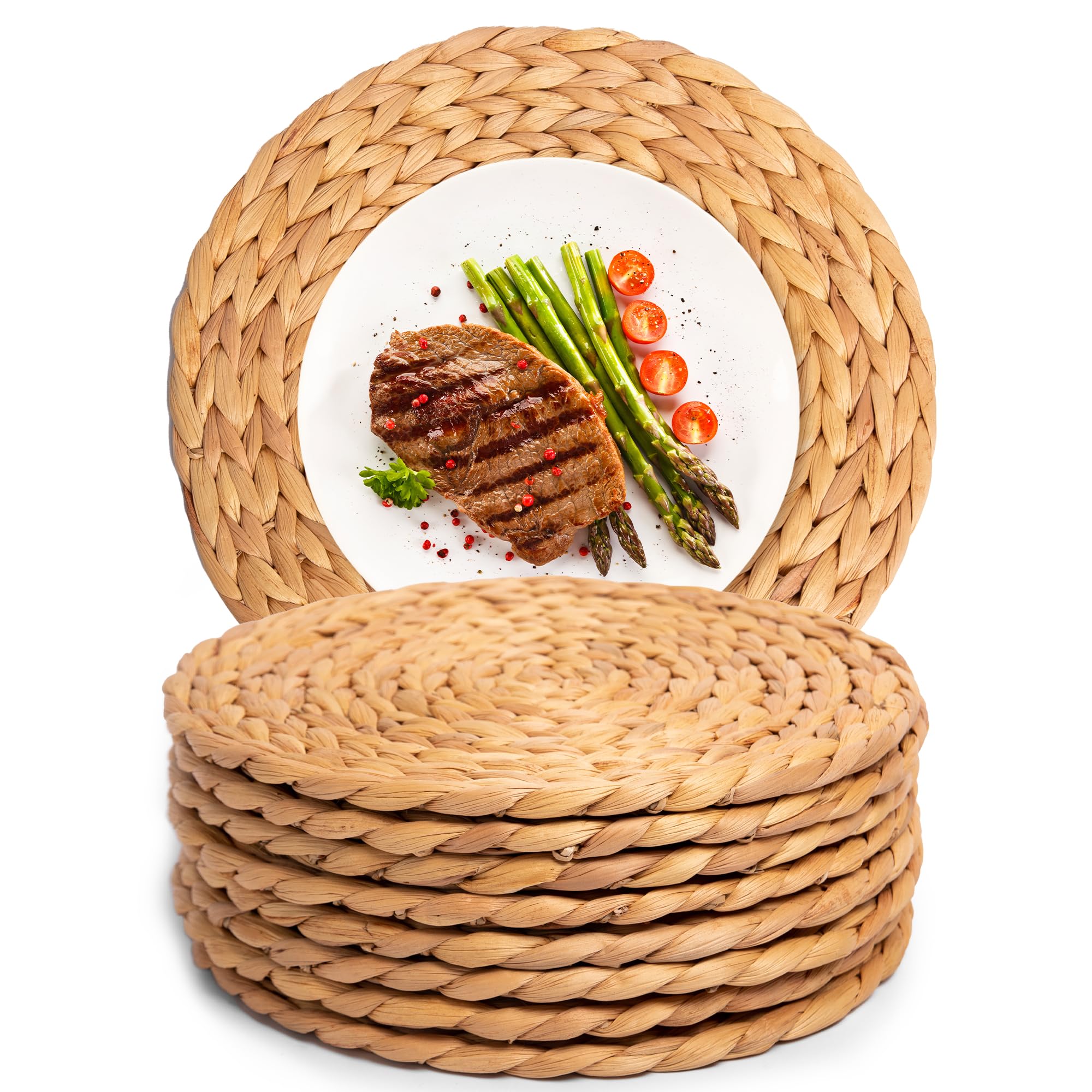 8-Pack Boho Woven Rattan Placemats - 13