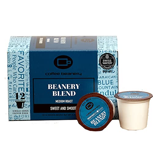 Decaf Beanery Blend Single Serve Coffee Pods | 12 Count | Swiss Water Process Decaffeinated | 100% Arabica Specialty Coffee | Perfect for Keurig Machines & Office Coffee Breaks