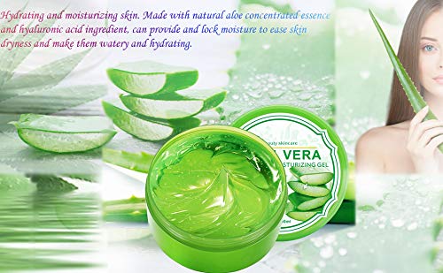 Organic 300g Aloe Vera Gel for Face & Body - Moisturizing Cream to Soothe Sunburn, Repair Damaged Skin, Reduce Acne Scars & Redness - Hydrates Dry Rough Skin, Anti-Inflammatory Care - Perfect for After Sun Care, Daily Skincare & Sensitive Skin Relief