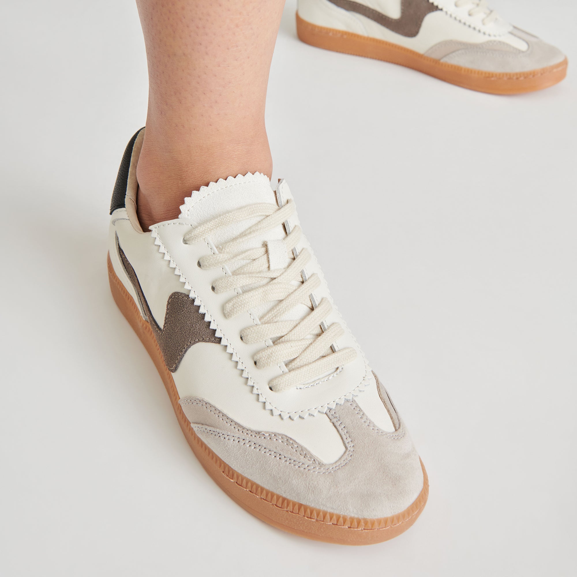 NOTICE Sneakers for Men & Women - White & Grey Leather Casual Shoes for Walking, Running & Everyday Wear