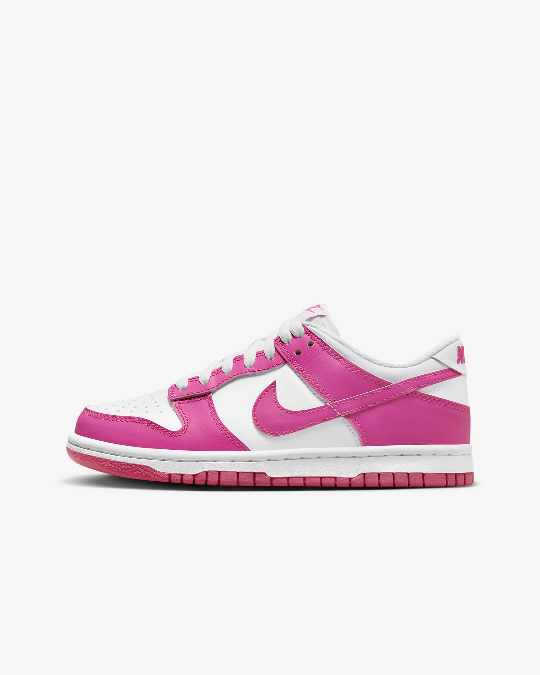 Nike Kids' Dunk Low Sneakers - White & Laser Fuchsia Basketball Shoes for Boys & Girls - Perfect for School, Playground & Casual Wear