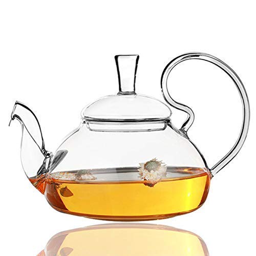 BIRTHAGAIN Glass Teapot with Infuser - 600ML Heat Resistant Transparent Tea Kettle for Herbal Tea, Coffee & Loose Leaf Brewing - Perfect for Home, Office & Gift Giving