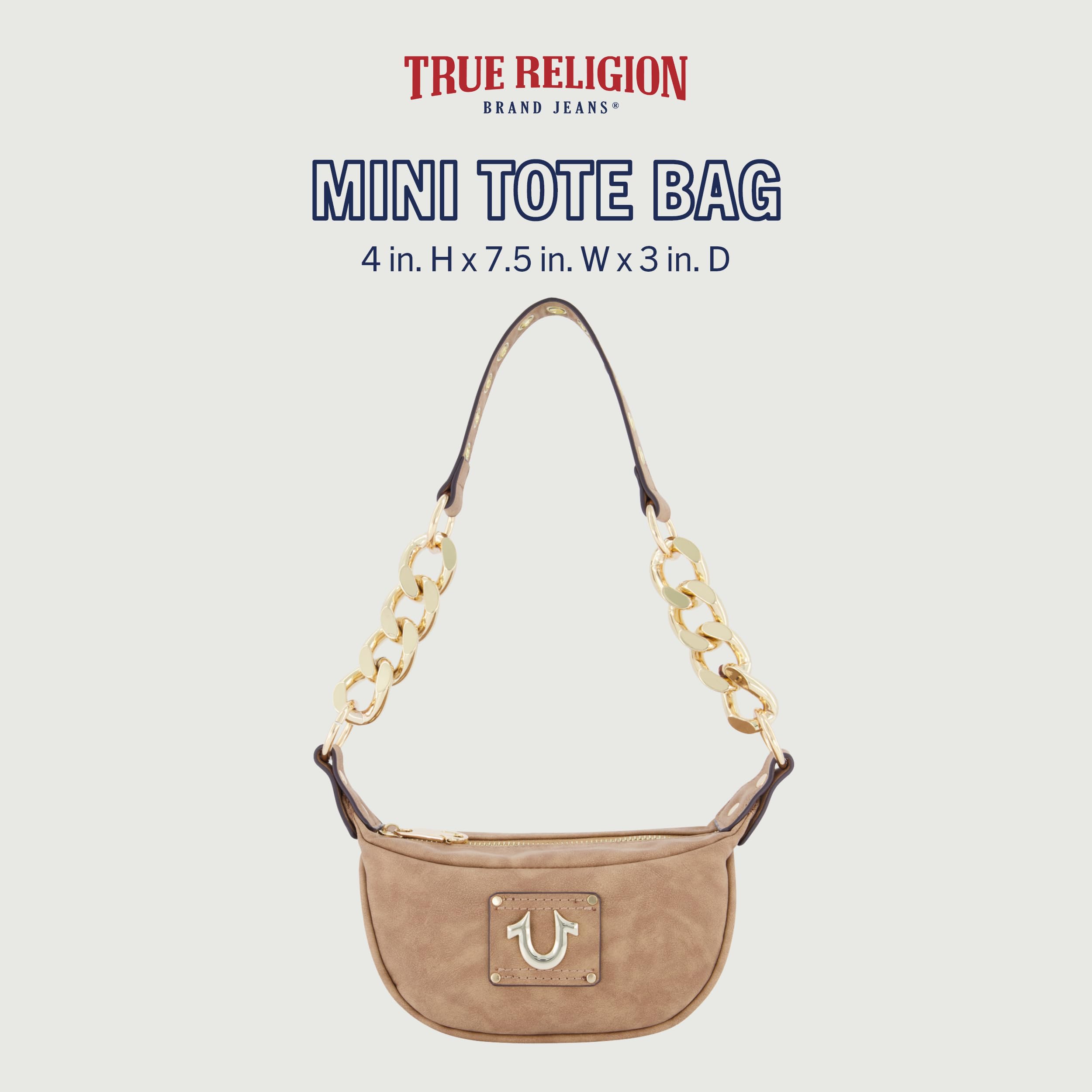 True Religion Women's Mini Crossbody Shoulder Bag with Adjustable Chain Strap - Stylish Purse for Everyday Use, Shopping & Night Out