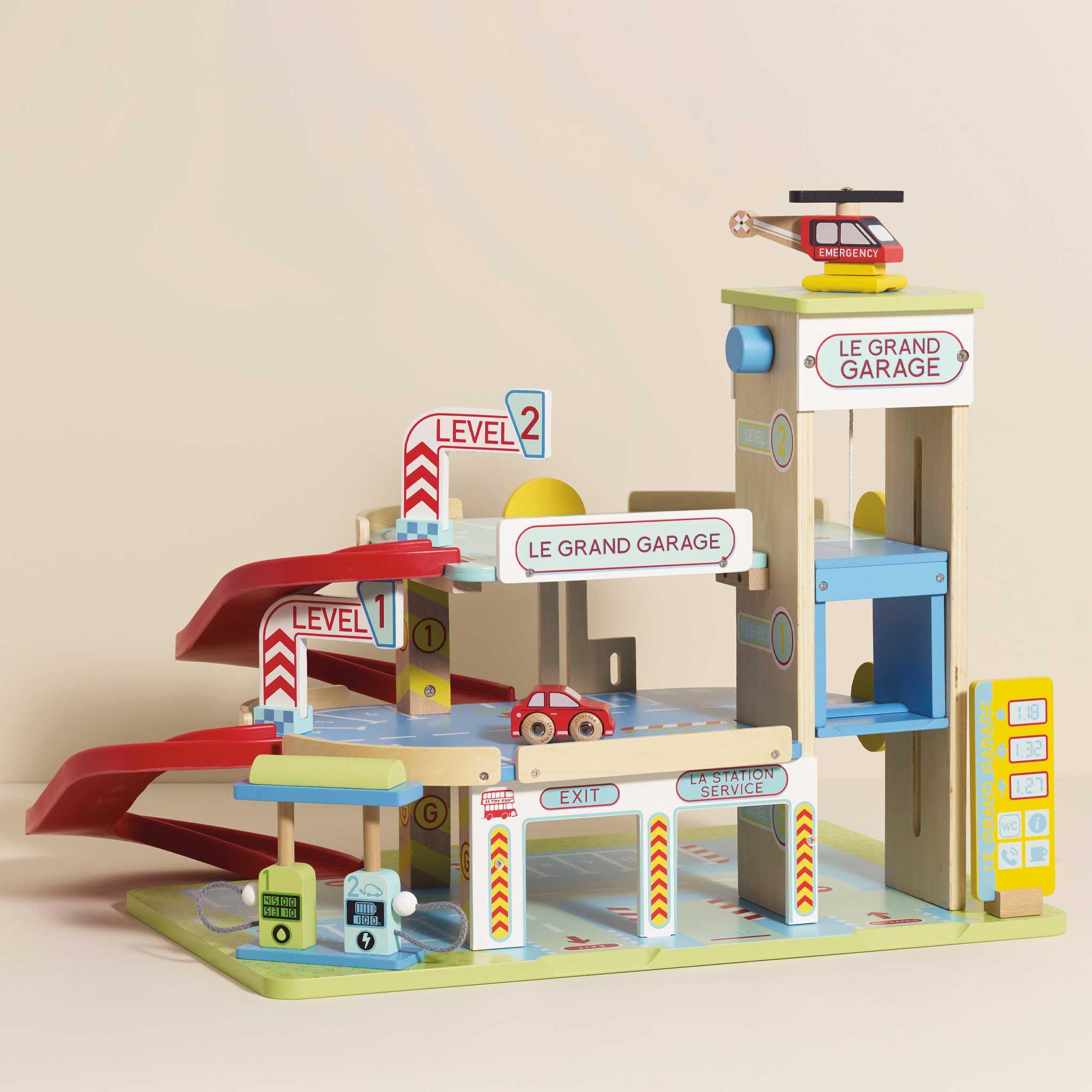 Le Toy Van Motors, Planes & Garages - Le Grande Garage Wooden Toy Set for Kids | Pretend Play, Vehicle Storage & Imaginative Playtime
