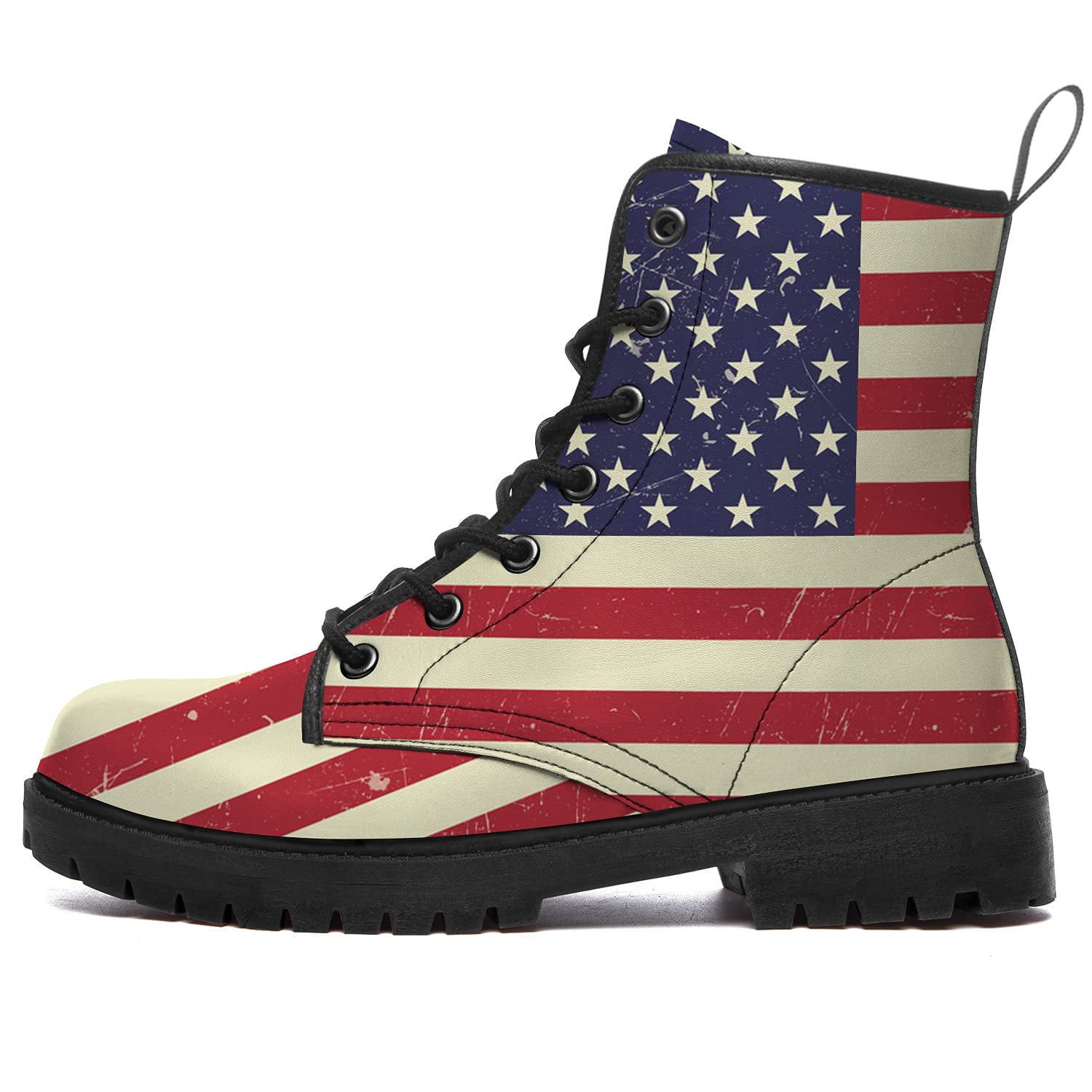 American Flag Combat Boots for Men & Women - Waterproof Anti-Slip Ankle Hiking Boots with Lace Up Design - Perfect for Outdoor Adventures, Military Style & Patriotic Fashion