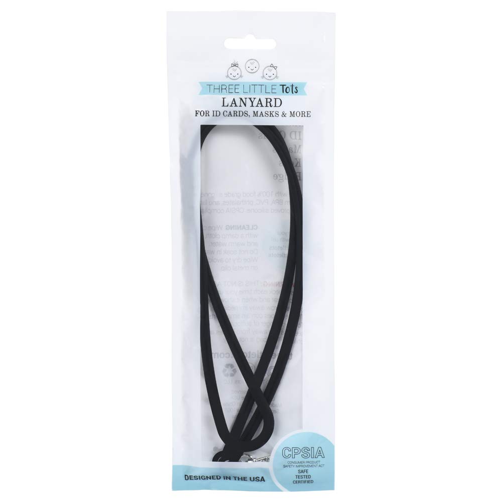 Black Silicone Lanyard for Masks, ID Badges, Keys & Accessories - Adjustable Strap for Work, School, Events & Travel - Durable & Stylish Neck Cord