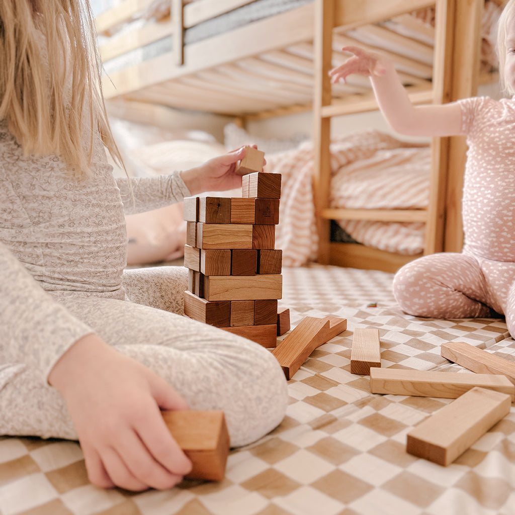 50-Piece Wooden Building Blocks Set - Natural Wood Kids Educational Toys for Toddlers & Preschoolers - Perfect for Creative Play, Learning & STEM Activities at Home or School