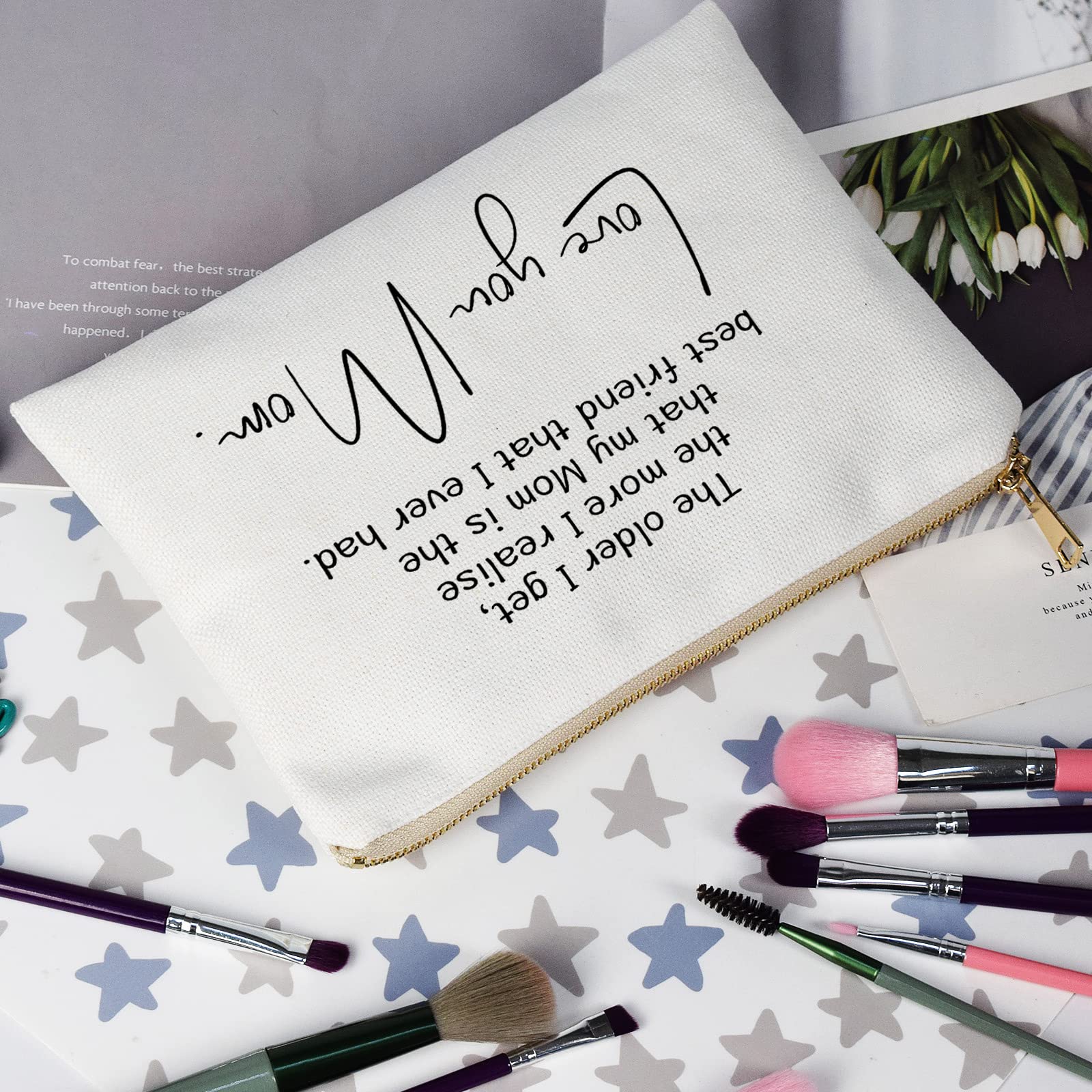 Mom's Best Friend Makeup Bag - Sentimental Keepsake Gift for Wedding, Mother's Day & Birthday - Cosmetic Organizer Pouch for Women - Perfect Gift from Daughter for Special Occasions (Home, Travel, Bridal Shower)