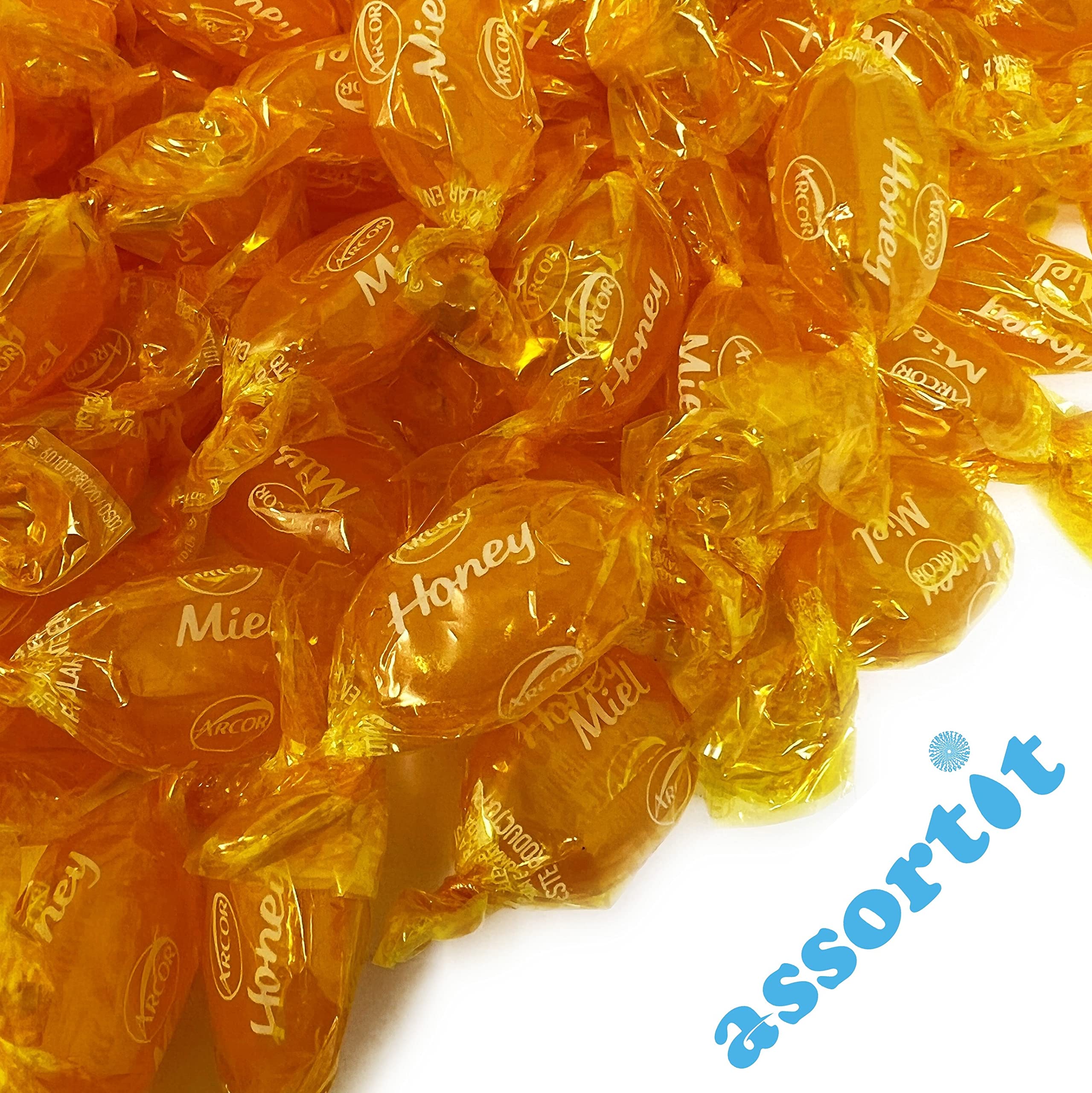 **Honey Filled Hard Candy - 1 lb (16 oz) - Classic Honey Bon Bons with Real Honey - Individually Wrapped Vintage American Candy - Perfect for Parties, Gifts & Snacking**