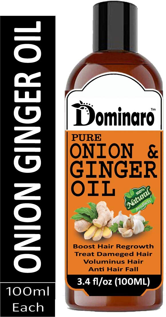 Dominaro Premium Onion Ginger Hair Oil for Fast Hair Growth & Thickness - 100mL Natural Hair Treatment for Men & Women - Promotes Healthy Scalp & Reduces Hair Fall - Perfect for Daily Hair Care Routine & Styling