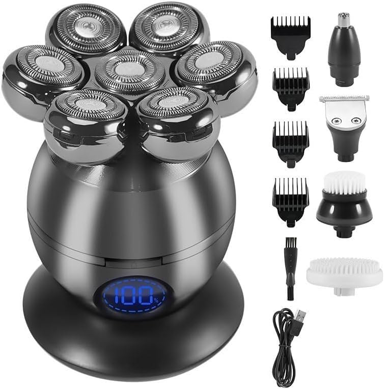5-in-1 Rechargeable Electric Razor for Men - Wet/Dry Beard Trimmer & Bald Head Shaver Kit | Perfect for Travel, Home Grooming & Quick Shaves