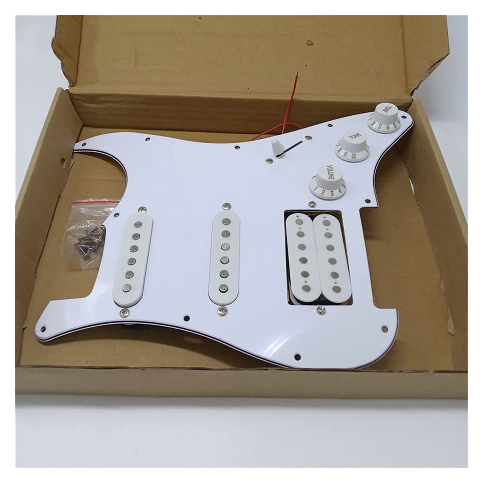 Electric Guitar Pickguard with Prewired SSH Pickups - 11 Hole White Scratchplate Assembly for Fender Stratocaster Style Guitars | Perfect for Upgrades, DIY Repairs & Professional Performances