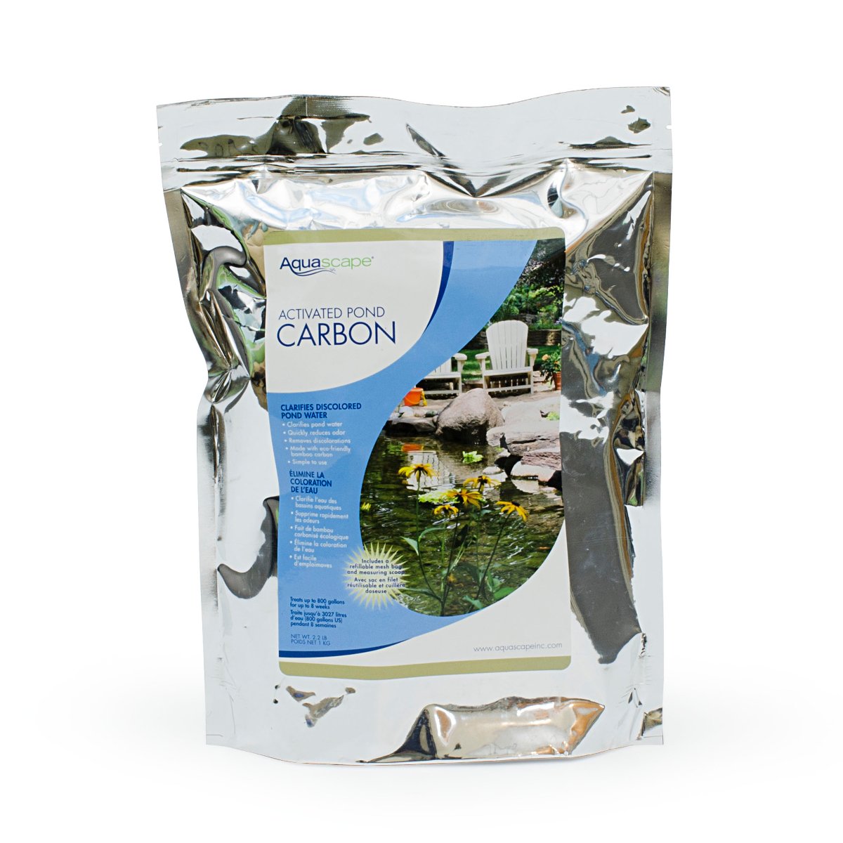 Aquascape Activated Pond Carbon Water Treatment - 2-Pound (80,000 Gallons) for Ponds, Fountains & Water Features | Improves Water Clarity & Removes Odors | Perfect for Koi Ponds, Garden Ponds & Outdoor Water Decorations