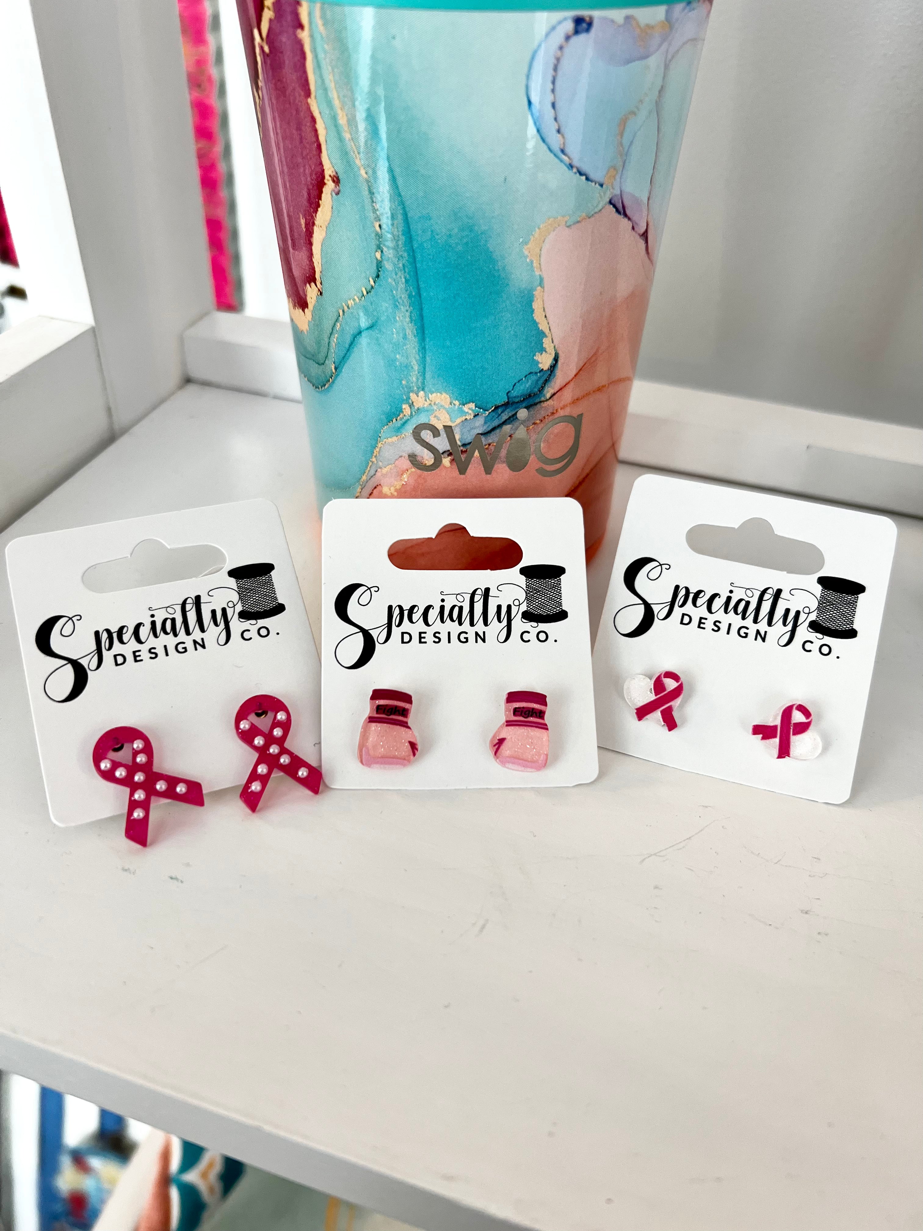 Breast Cancer Awareness Stud Earrings - 3 Pack Pink Ribbon Jewelry for Women, Support Survivors & Awareness Campaigns - Perfect for Fundraisers, Charity Events & Daily Wear
