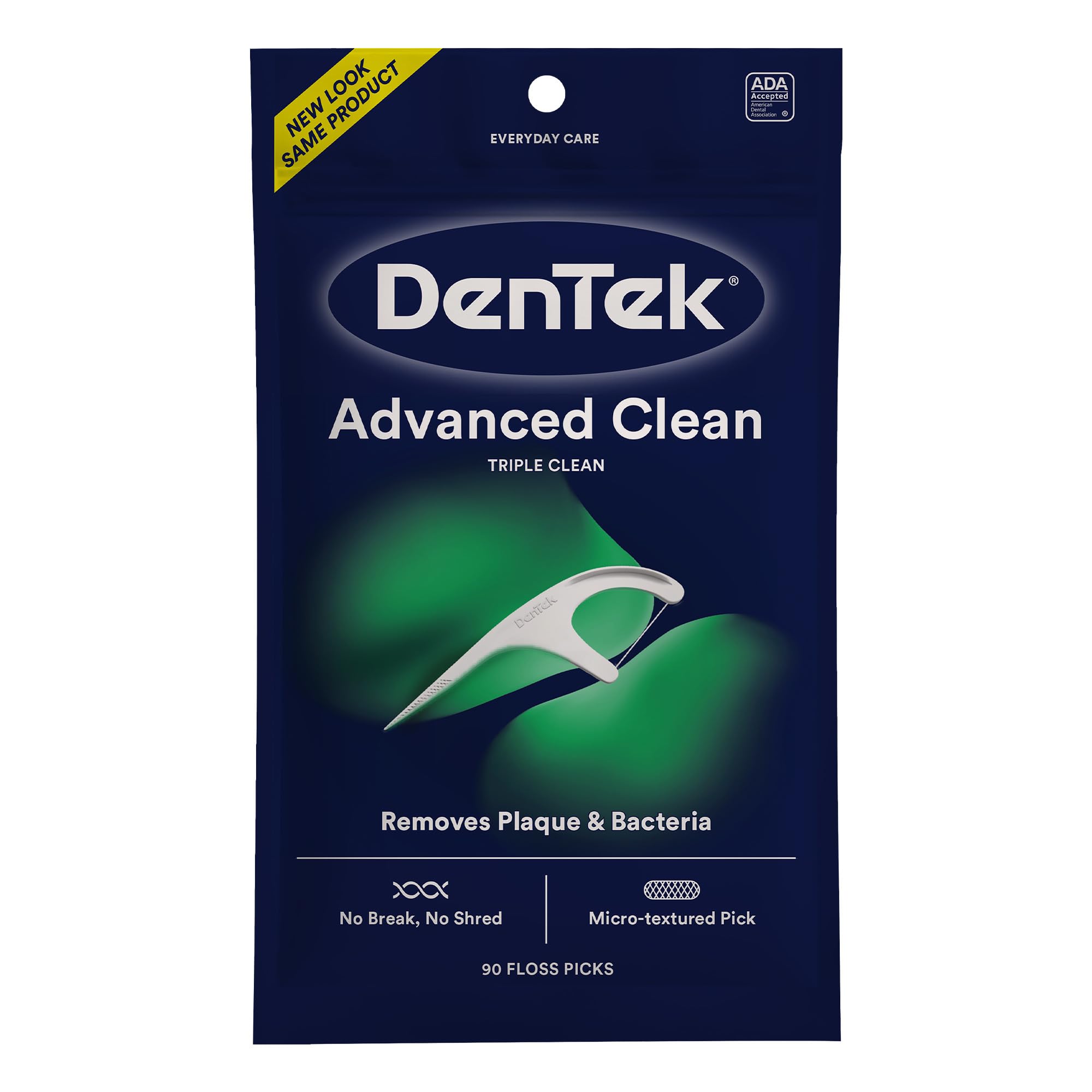 DenTek Triple Clean Advanced Dental Floss Picks - 90 Count, No Break & No Shred Floss for Strong Teeth & Healthy Gums - Perfect for Travel, Office & On-the-Go Oral Care