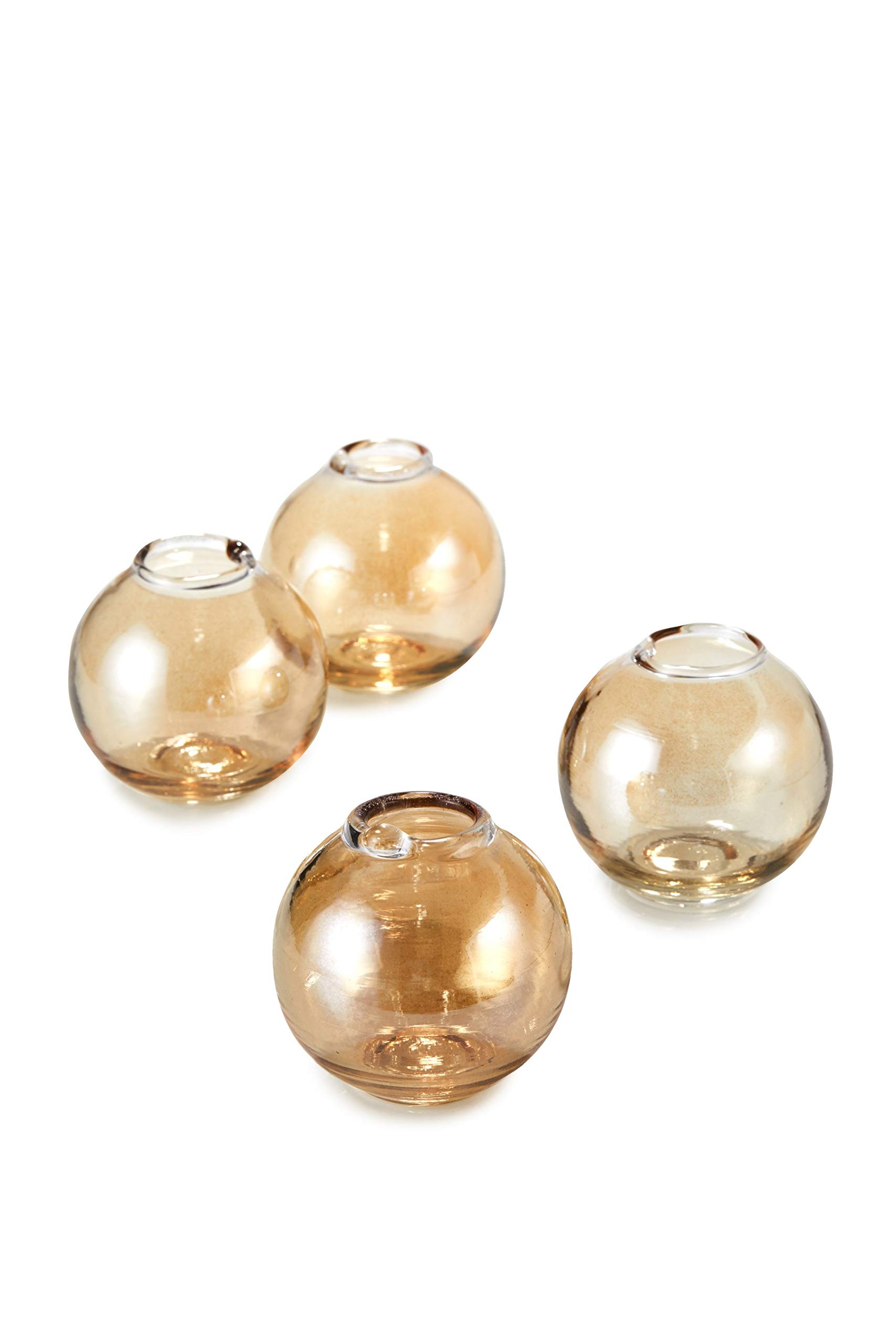 48 Amber Luster Ball Glass Bud Vases Set - 3