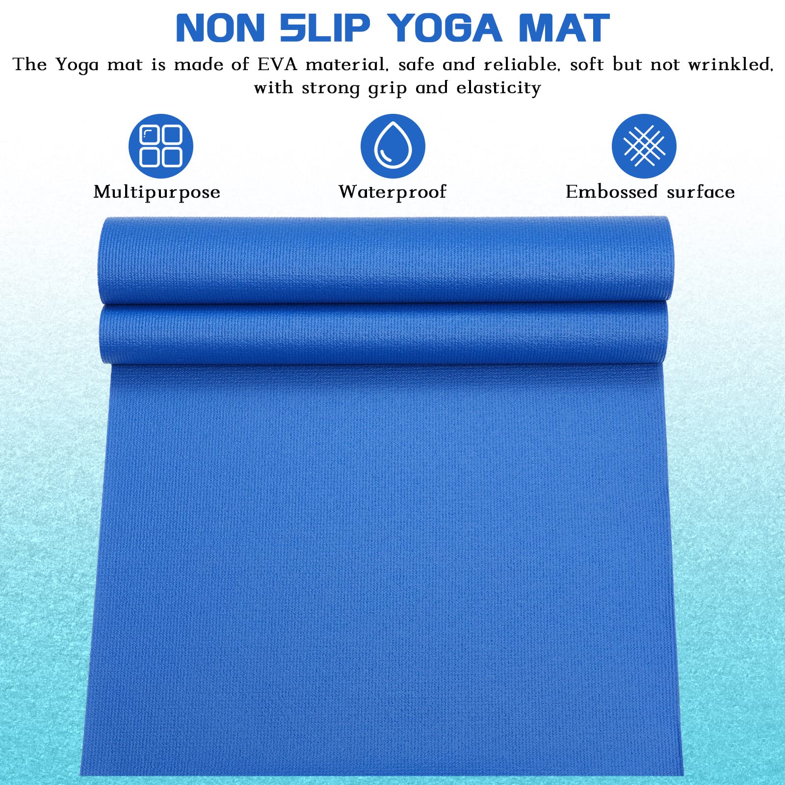 Yilloog 20-Piece Non-Slip Yoga Mat Set with Carrying Strap - 72 x 24 Inch Exercise Mat for Women, Gym & Home Workouts - Perfect for Yoga, Pilates, Fitness Training and Home Exercise
