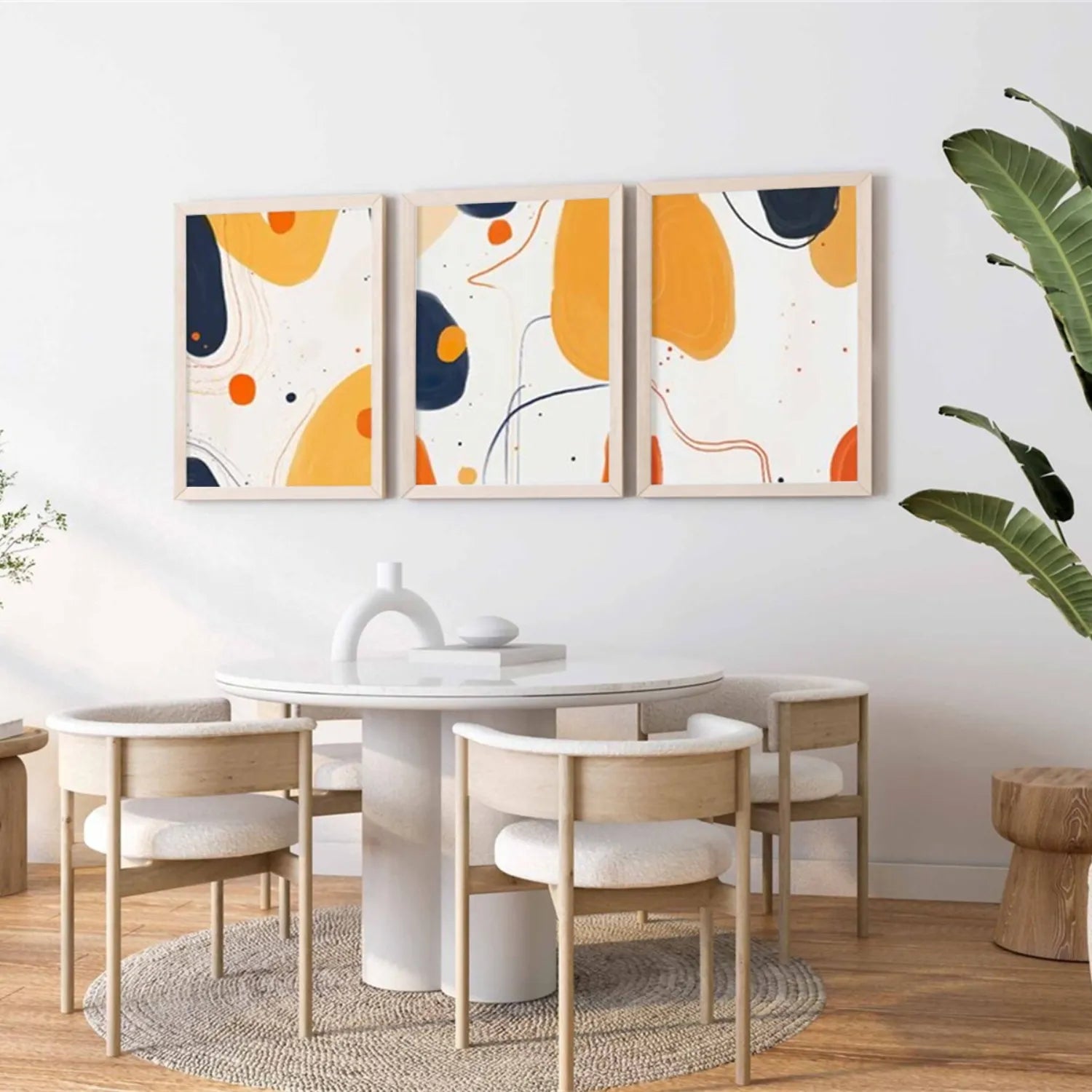 Abstract Tranquility Wall Art Set of 3 - Modern Minimalist Canvas Prints for Living Room, Bedroom & Office Decor - #WS184