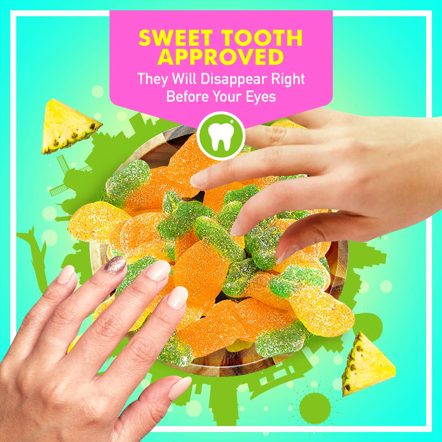 Hawaiian Tropical Pineapple Gummy Candy - Sweet & Chewy Snack, 12 oz Bag - Perfect for Parties, Travel & On-the-Go Treats