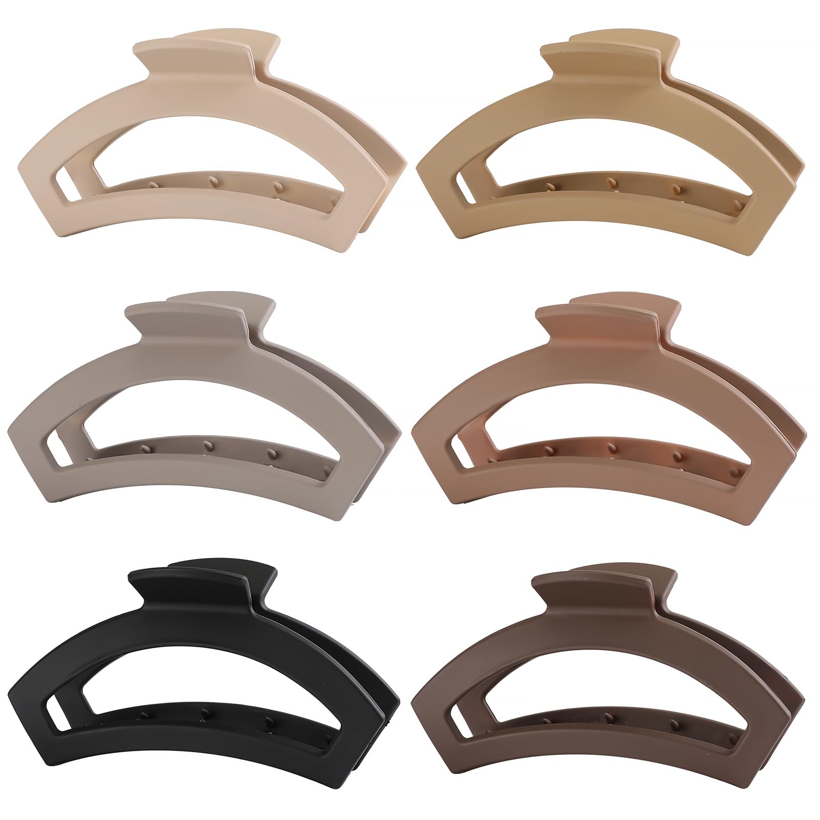 6 PCS Large Hair Clips for Thick Hair - Strong Hold Claw Clips for Women & Girls - Matte Non-Slip Hair Clips for Short to Long Hair - Perfect for School, Work, Gym and Everyday Styling