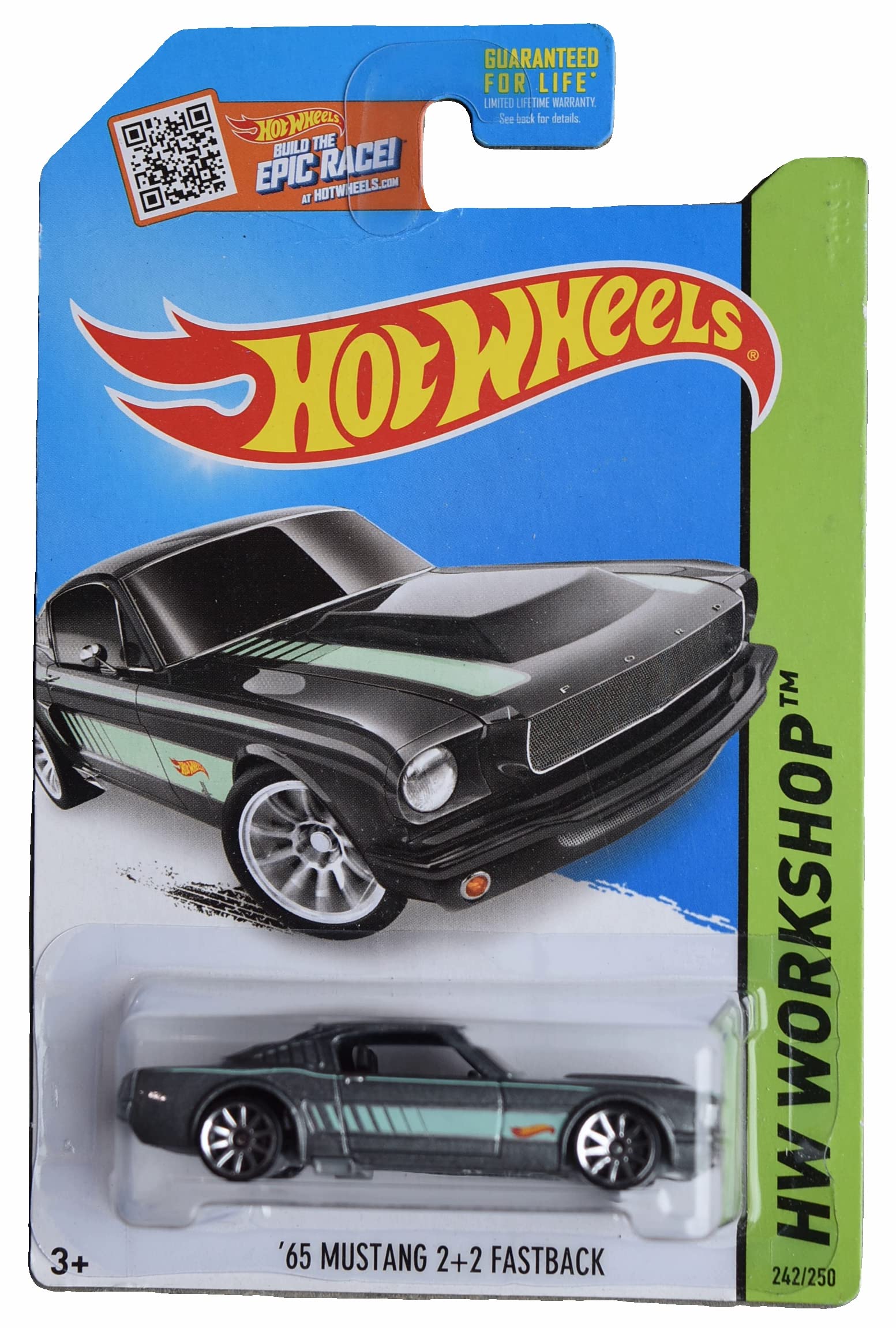 Hot Wheels '65 Mustang 2+2 Fastback Die-Cast Car - Limited Edition Workshop 242/250 - Collectible Toy for Kids & Adults - Perfect for Display, Racing & Gifts