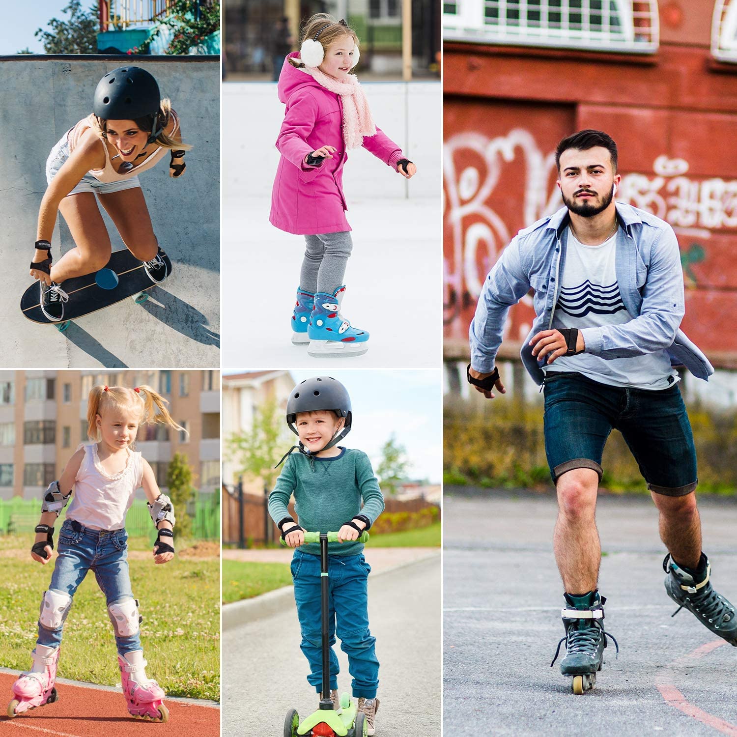 Adjustable Wrist Guards for Skating, Skiing, Biking & Scooter - Protective Palm Support Gloves for Men, Women, Teens & Adults - Sports Safety Gear for Injury Prevention (1 Pair) - Perfect for Skateboarding, Rollerblading, Snowboarding & Cycling Protection