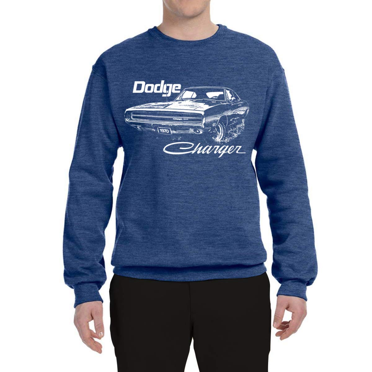 Vintage 1970 Dodge Charger Racing Graphic Sweatshirt for Men - Classic White Retro Car & Truck Crewneck Pullover | Casual Wear, Car Enthusiast Gift, Automotive Fashion
