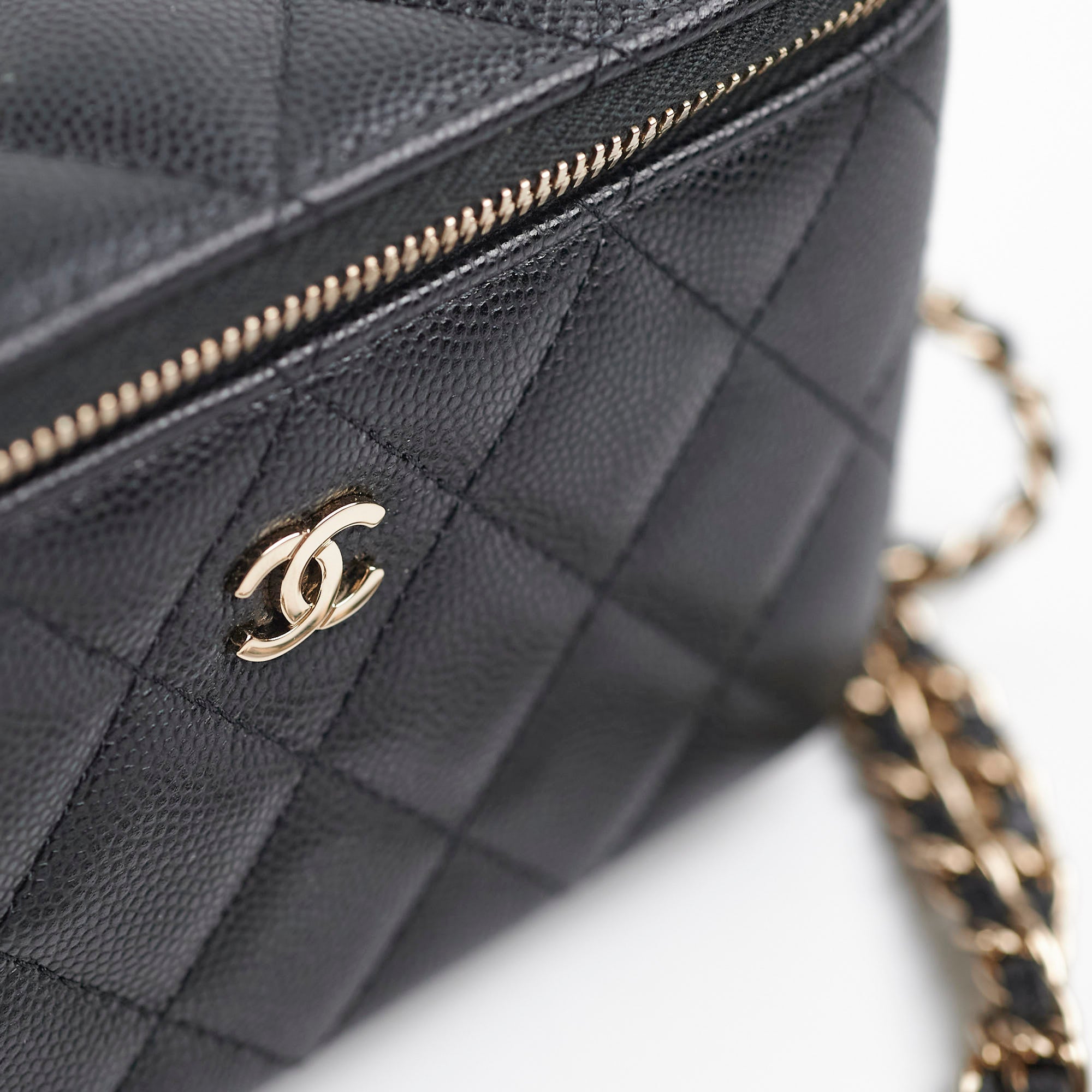Chanel Caviar Vanity Case Black 31 Series - Luxury Leather Cosmetic Bag for Makeup & Travel Essentials | Perfect for Women's Everyday Use & Gift Giving