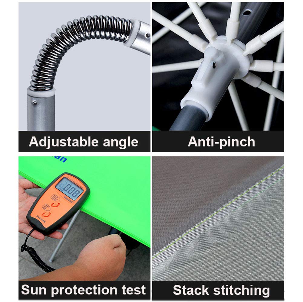 Large Windproof Beach Umbrella - Portable Outdoor Sun Shade with Tilt & Air Vents, Sand Anchor - Perfect for Camping, Park, Fishing, Picnics & Beach Days (Green)