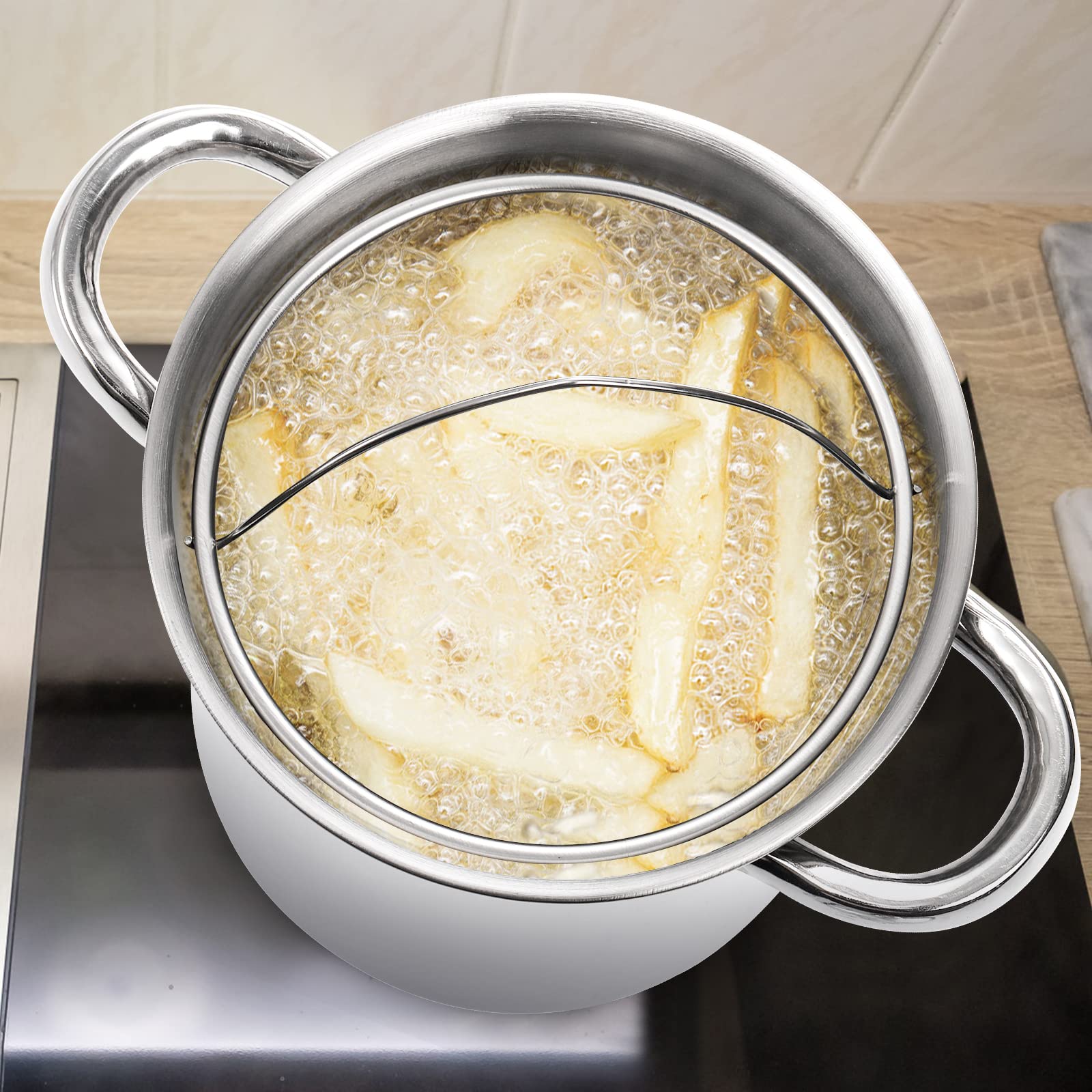AVLA 4 Quart Stainless Steel Asparagus Steamer Pot with Removable Basket & Lid - Perfect for Cooking Vegetables, Pasta, Spaghetti, Boiled Eggs, Shrimp & French Fries - Ideal for Home Kitchen, Meal Prep & Healthy Cooking