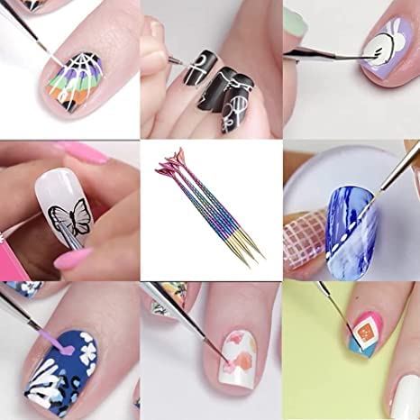 INOG 3-Piece Mermaid Line Nail Art Brush Set - Professional Detailing Brushes for Nail Painting, DIY Manicure & Kids Nail Art | Perfect for Home Salon, Party Nail Designs & Gift Giving