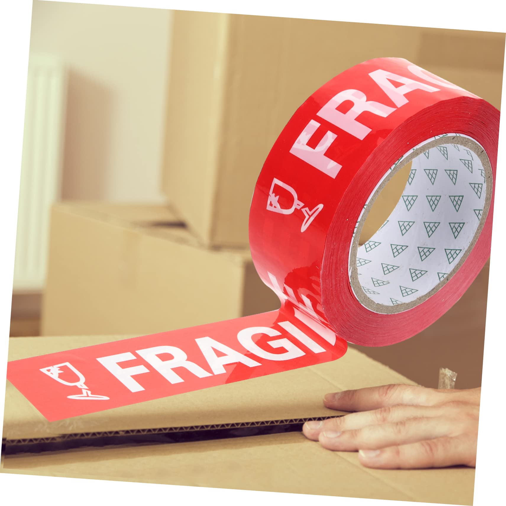 Fragile Warning Packaging Tape - Heavy Duty Sealing Tape with Fragile Labels for Shipping Boxes | Secure & Durable Packing Tape for Moving, Storage & Careful Handling