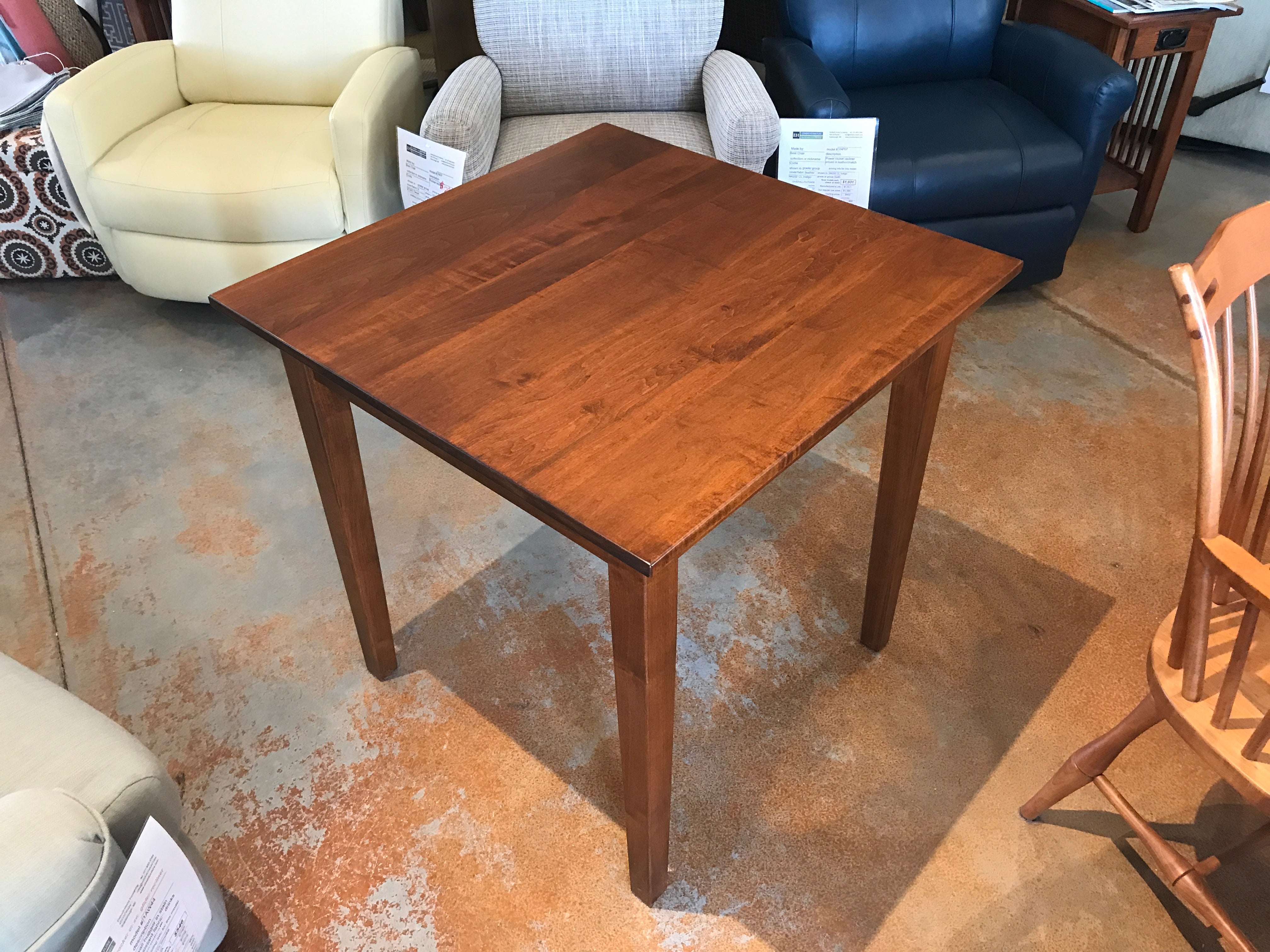 30x30x30 Inch Maple Wood Dining Table - Modern Showroom Style for Kitchen, Dining Room & Small Spaces