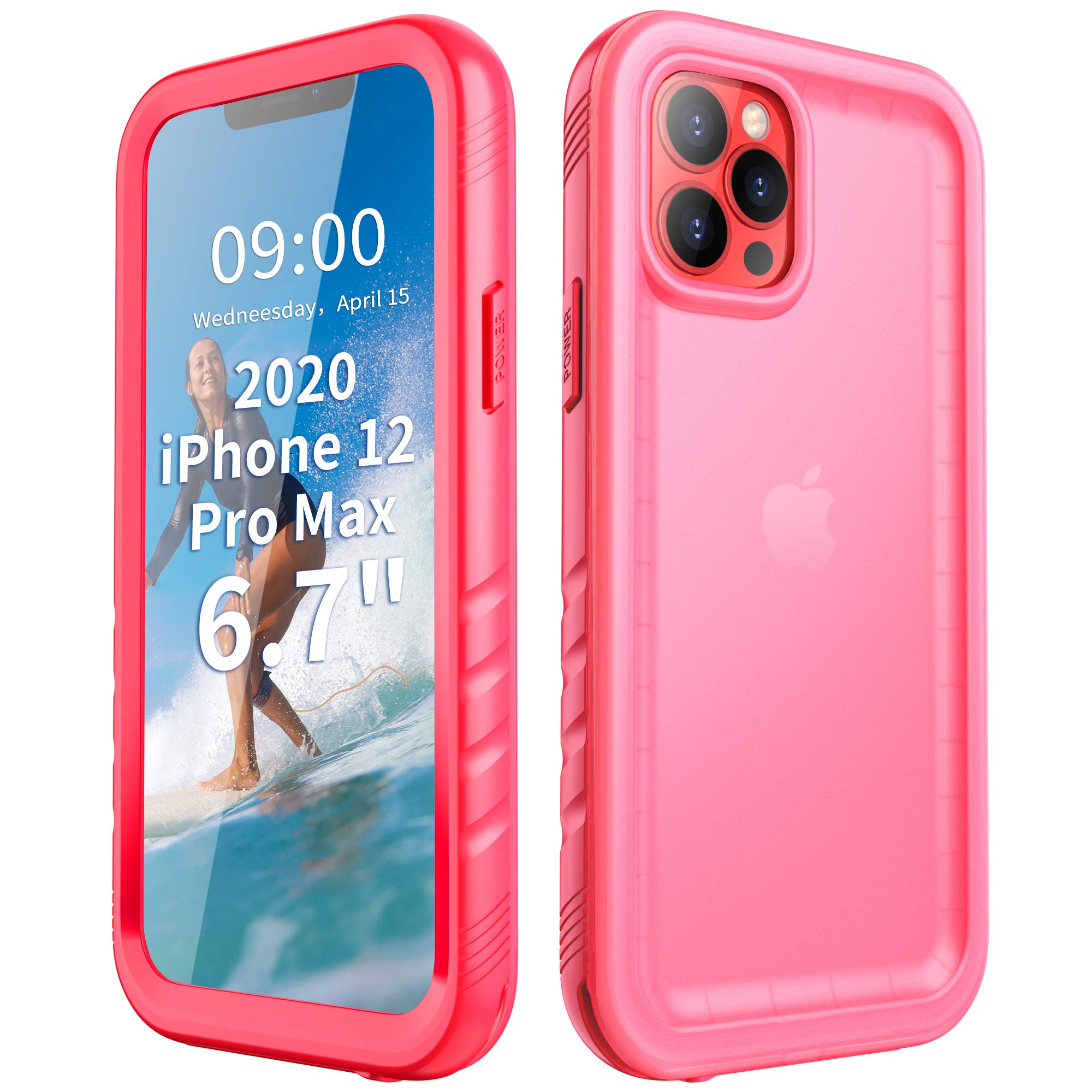 Waterproof iPhone 12 Pro Max Case (6.7 inch 2020) - Shockproof Full Body Protection with Built-in Screen Protector | Cozycase Pink | Perfect for Outdoor Activities, Swimming & Extreme Sports
