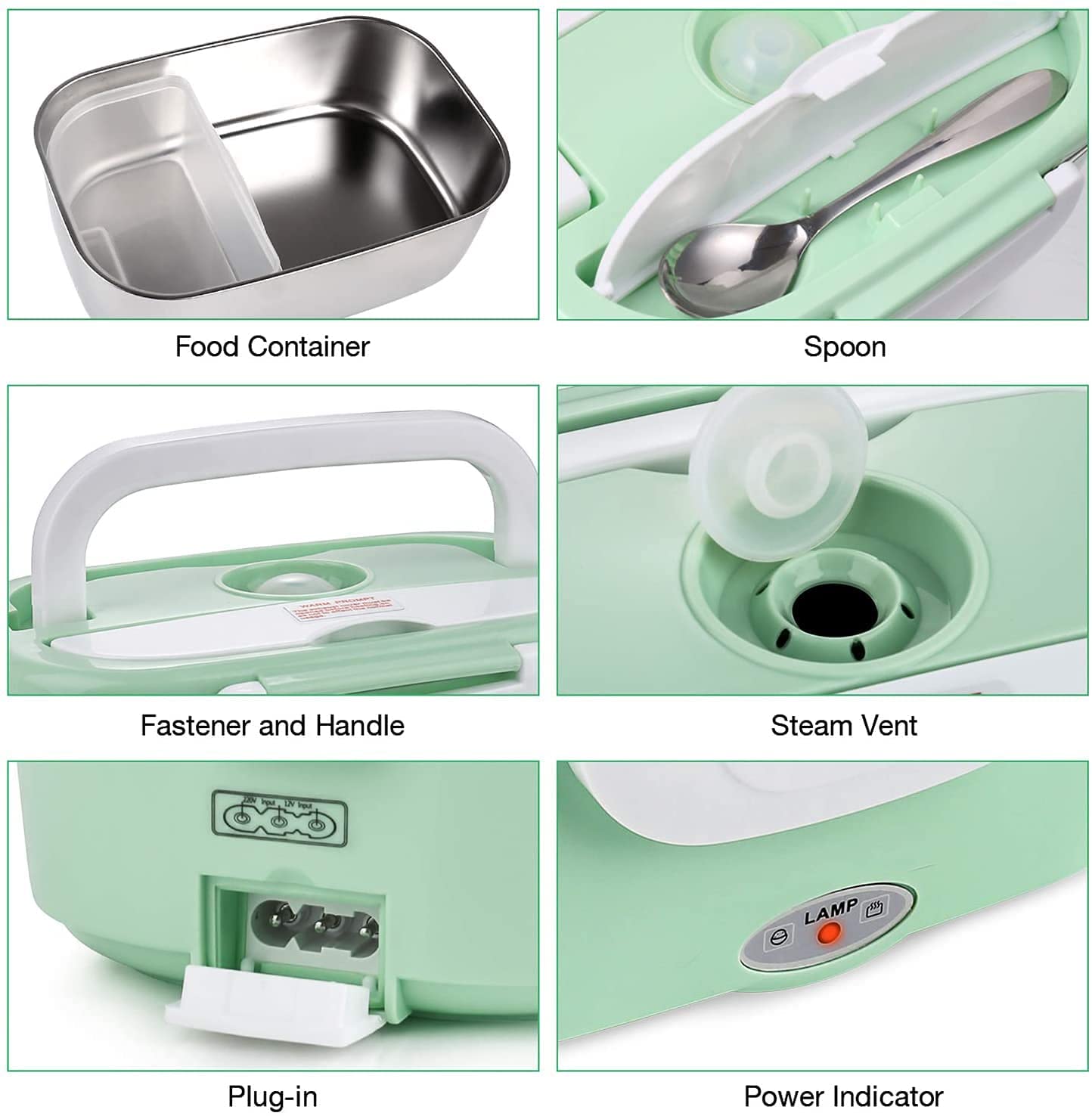 Portable Electric Lunch Box - 304 Stainless Steel Food Warmer for Office, Truck, Car & Travel | Includes Spoon, Fork & Carry Bag | Perfect for Meal Prep, Commuting & Outdoor Activities