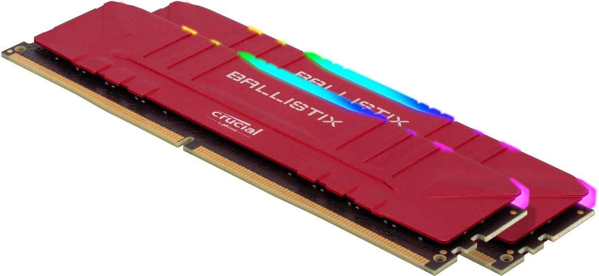 Crucial Ballistix RGB 3600MHz DDR4 DRAM 16GB (8GBx2) Desktop Memory Kit - CL16 Low Latency, Red LED Lighting for Gaming PC & High Performance Workstations