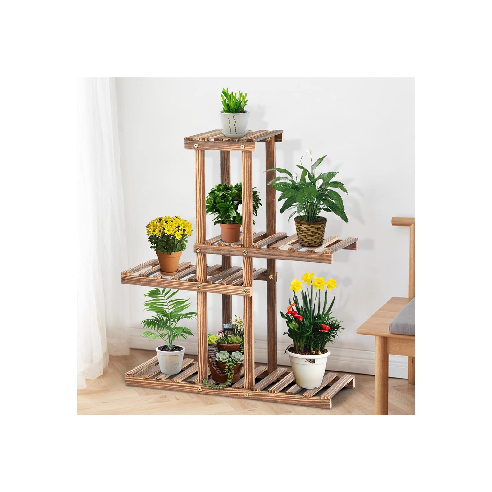 9-Tier Bamboo Plant Stand for Indoor & Outdoor - Living Room, Patio, Balcony Decor